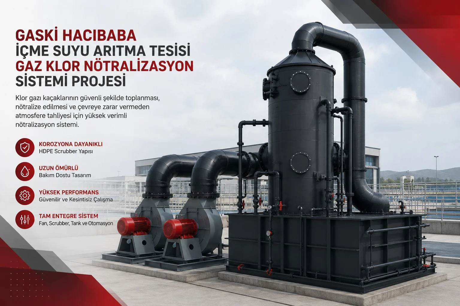 GASKİ Hacıbaba İçme Suyu Arıtma Tesisi Gaz Klor Nötralizasyon Sistemi Projesi Barat Endüstri'ye Emanet